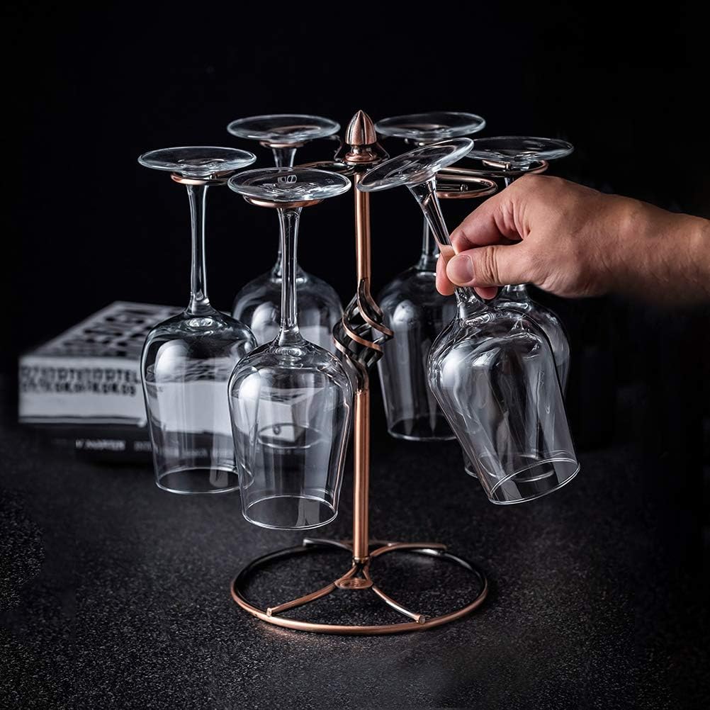 QPIX DIGITAL Wine Glass Rack Bronze 6 Hooks Elegant Storage 1
