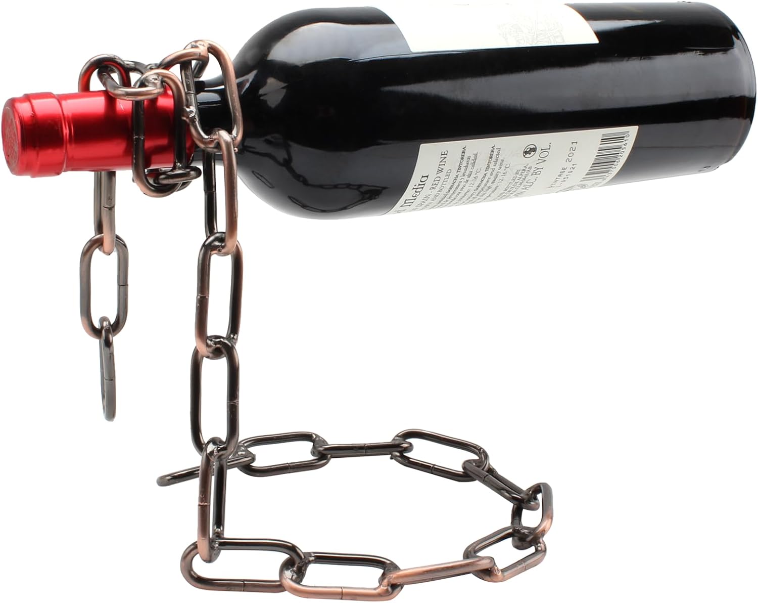 TBWHL Floating Wine Bottle Holder - Unique Levitating Steel Chain Stand