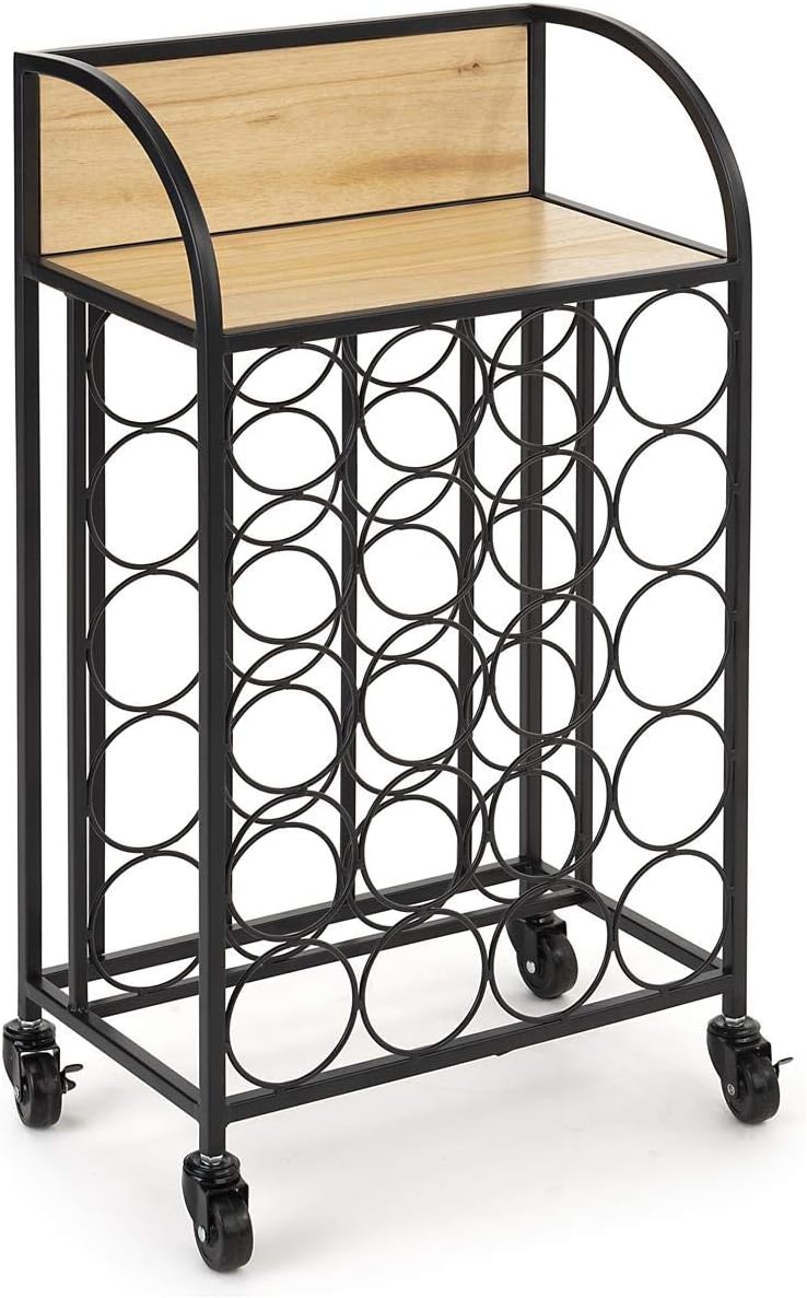 Displays2go Rolling Wine Rack - 20 Bottle Capacity