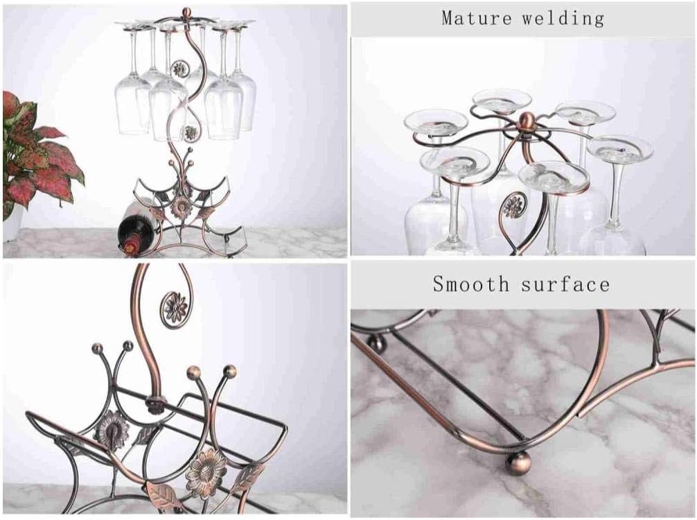 Cicodona Wine Rack 4 Bottles 6 Glasses Decor