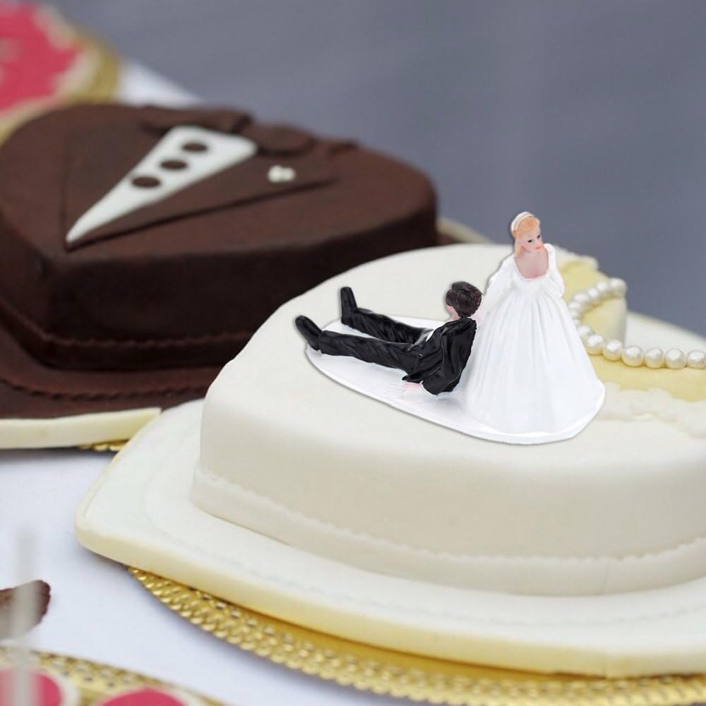 Anself Synthetic Resin Groom Bride Wedding Cake Topper