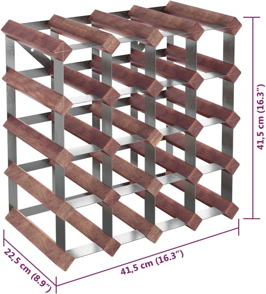 YAFF 20-Bottle Brown Solid Wood Wine Rack