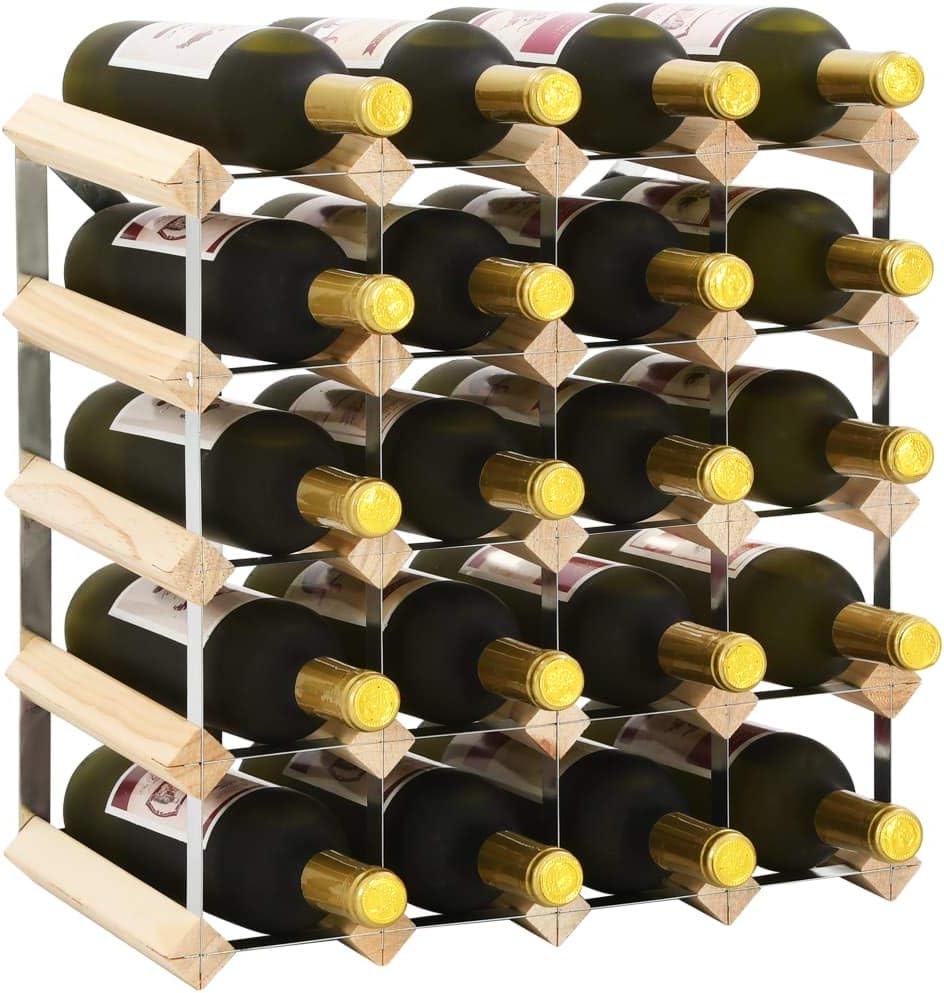 CUMYZO 20 Bottle Wine Rack Solid Pine Wood