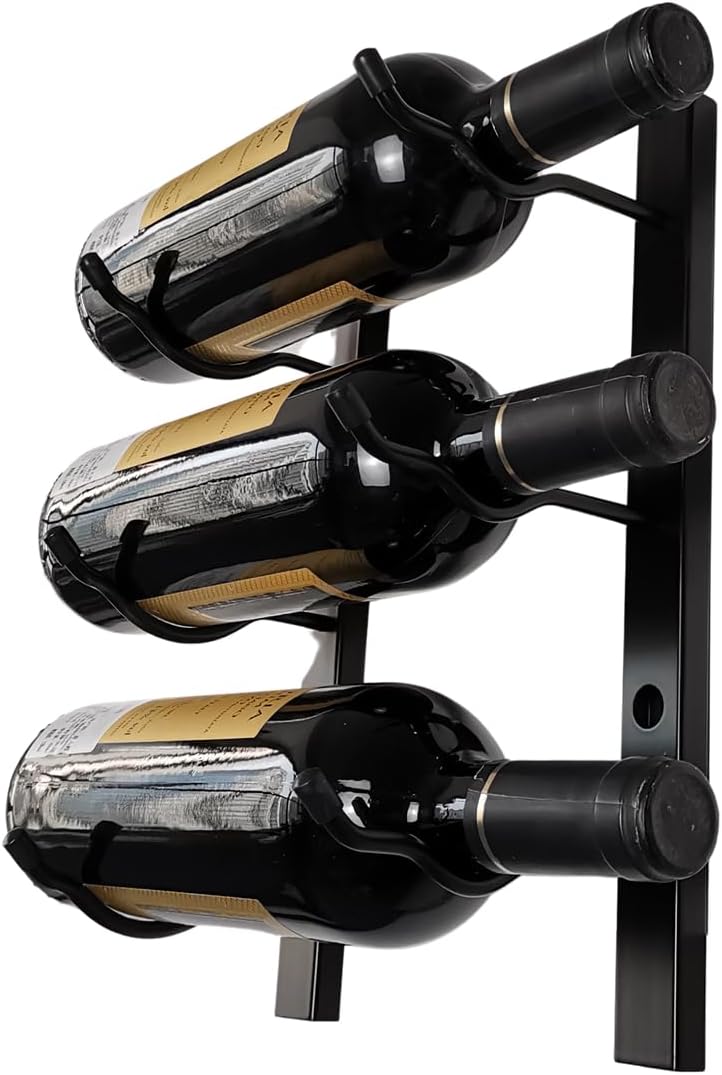 GAMEMEN Wall Mounted Wine Rack - 3 Bottles Matte Black