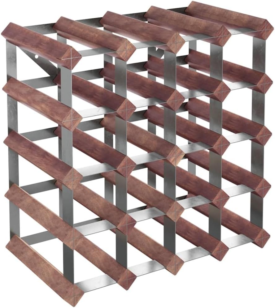 YAFF 20-Bottle Brown Solid Wood Wine Rack
