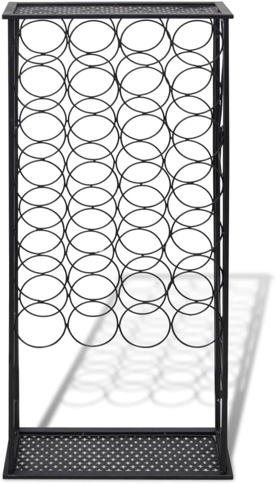 vidaXL Freestanding Wine Rack - 28 Bottles Black Iron Classic Design