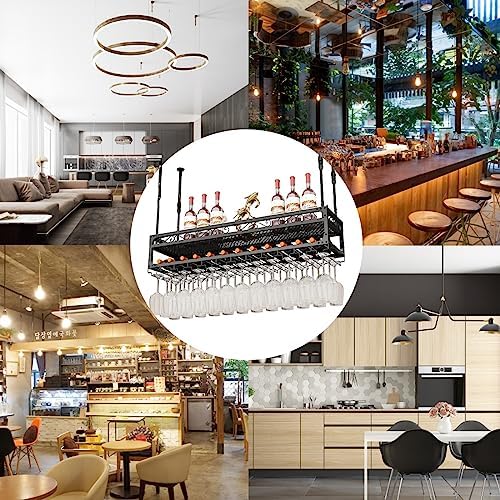 SDdPulse Ceiling Wine Glass Rack Adjustable Height and Width