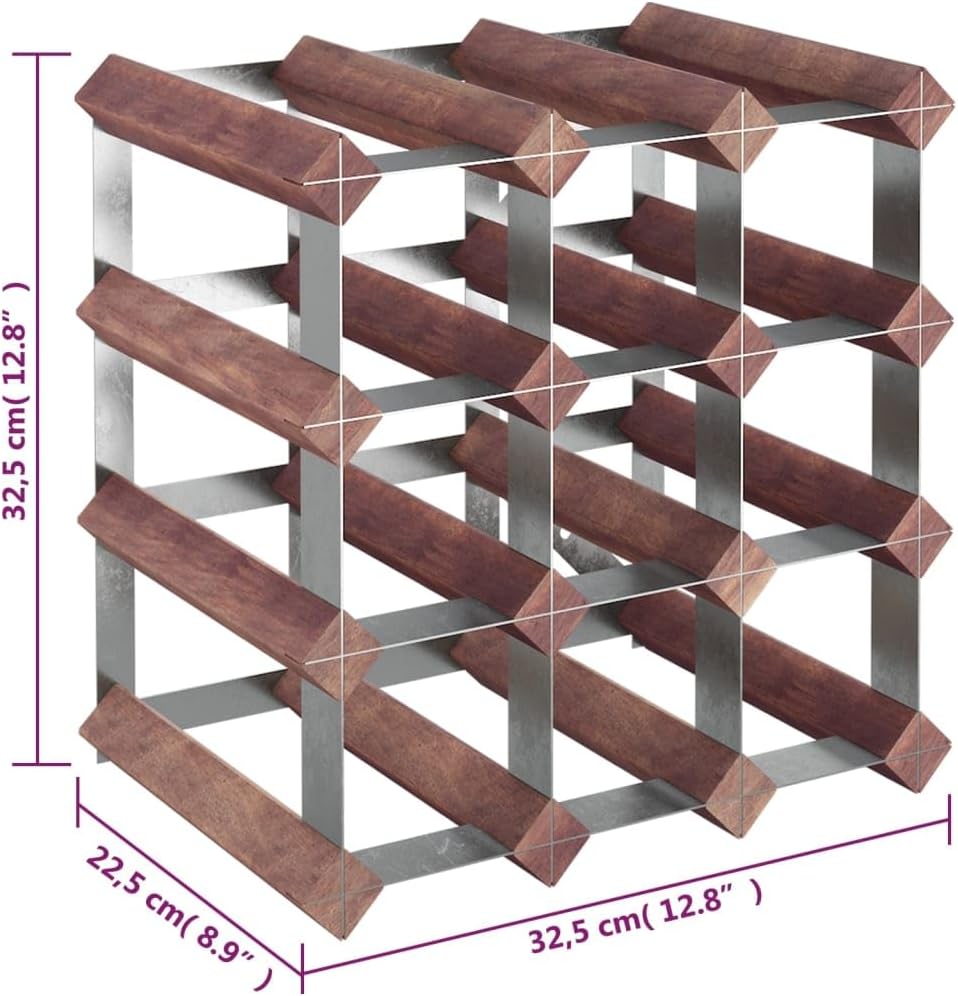 Aisifx 12-Bottle Wine Rack Brown Solid Pine
