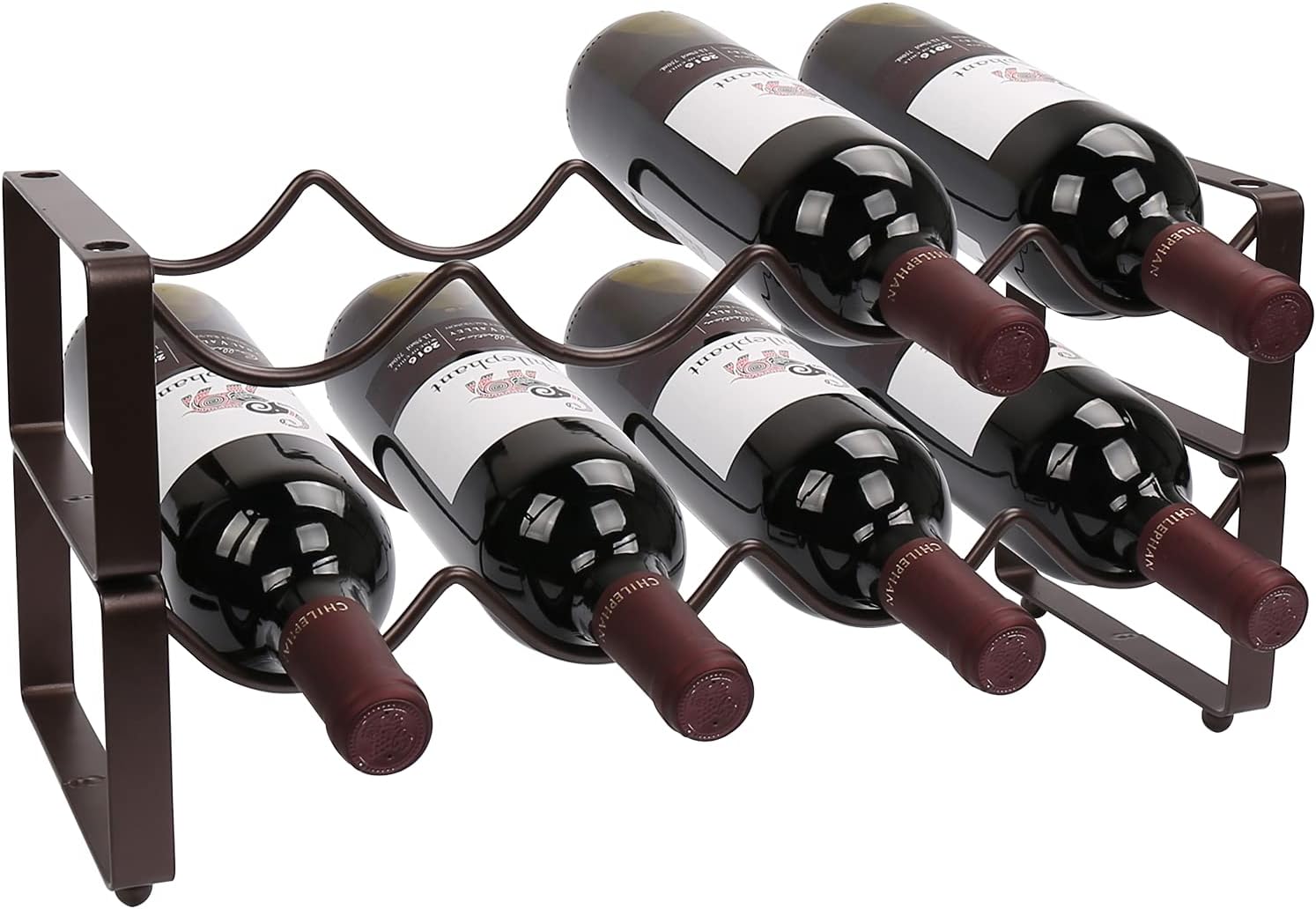 OBloved Metal 2 Tier Wine Rack - 8 Bottle Storage