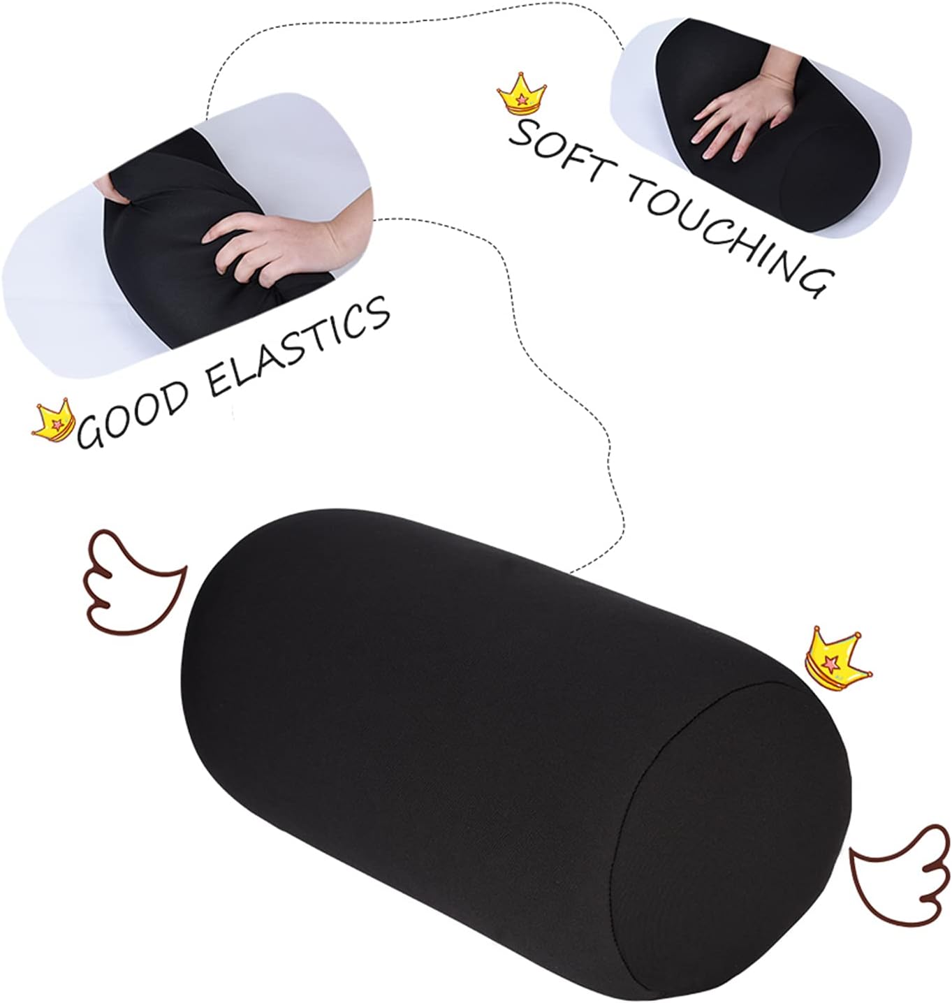 TEUOPIOE Roll Pillow with Microbeads for Neck and Travel Comfort