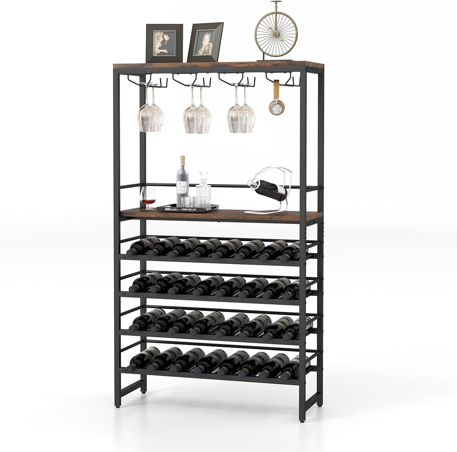 LOKO 4-Tier Freestanding Wine Rack with 32 Bottle Capacity