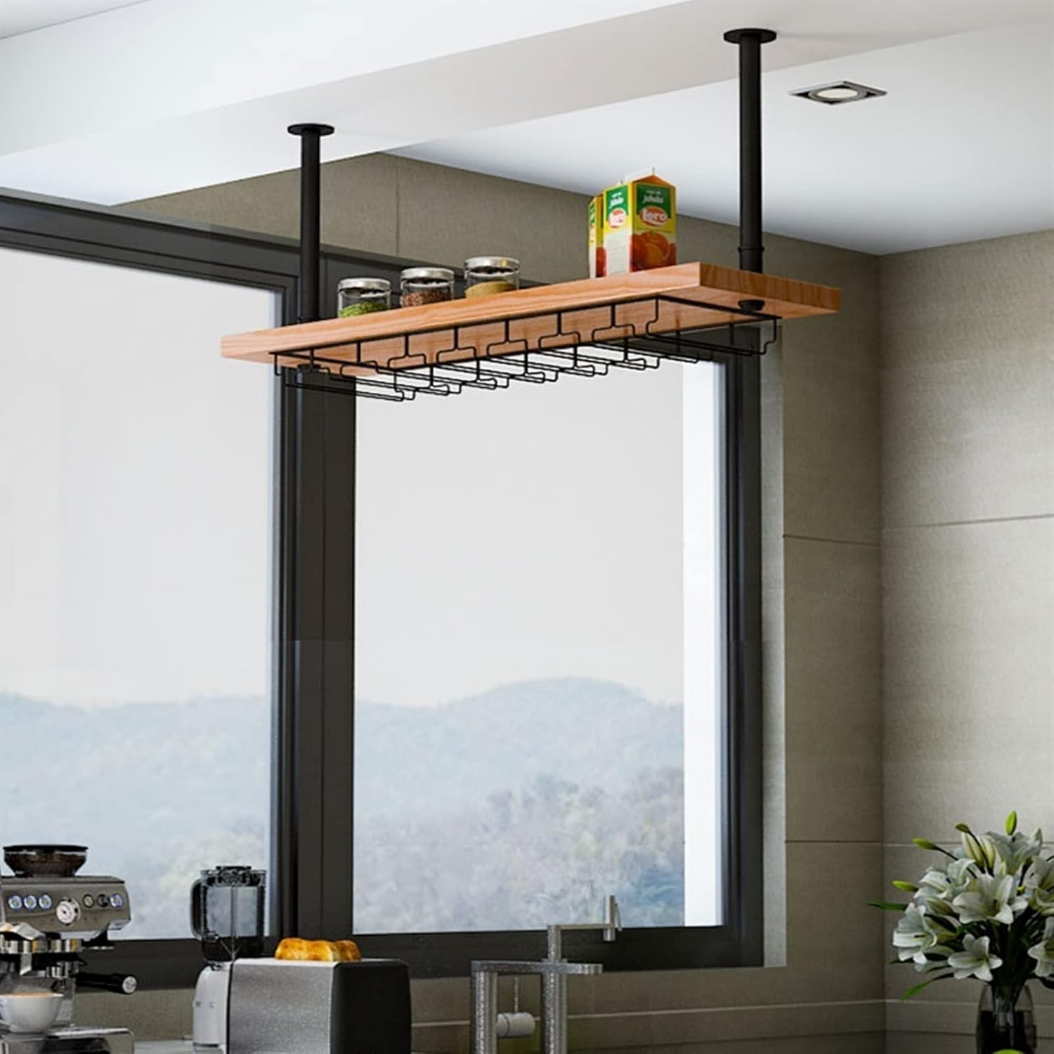 KOHARA Wall-Mounted Wine Rack with Floating Shelves 1