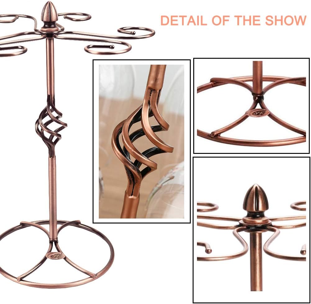 QPIX DIGITAL Wine Glass Rack Bronze 6 Hooks Elegant Storage 1