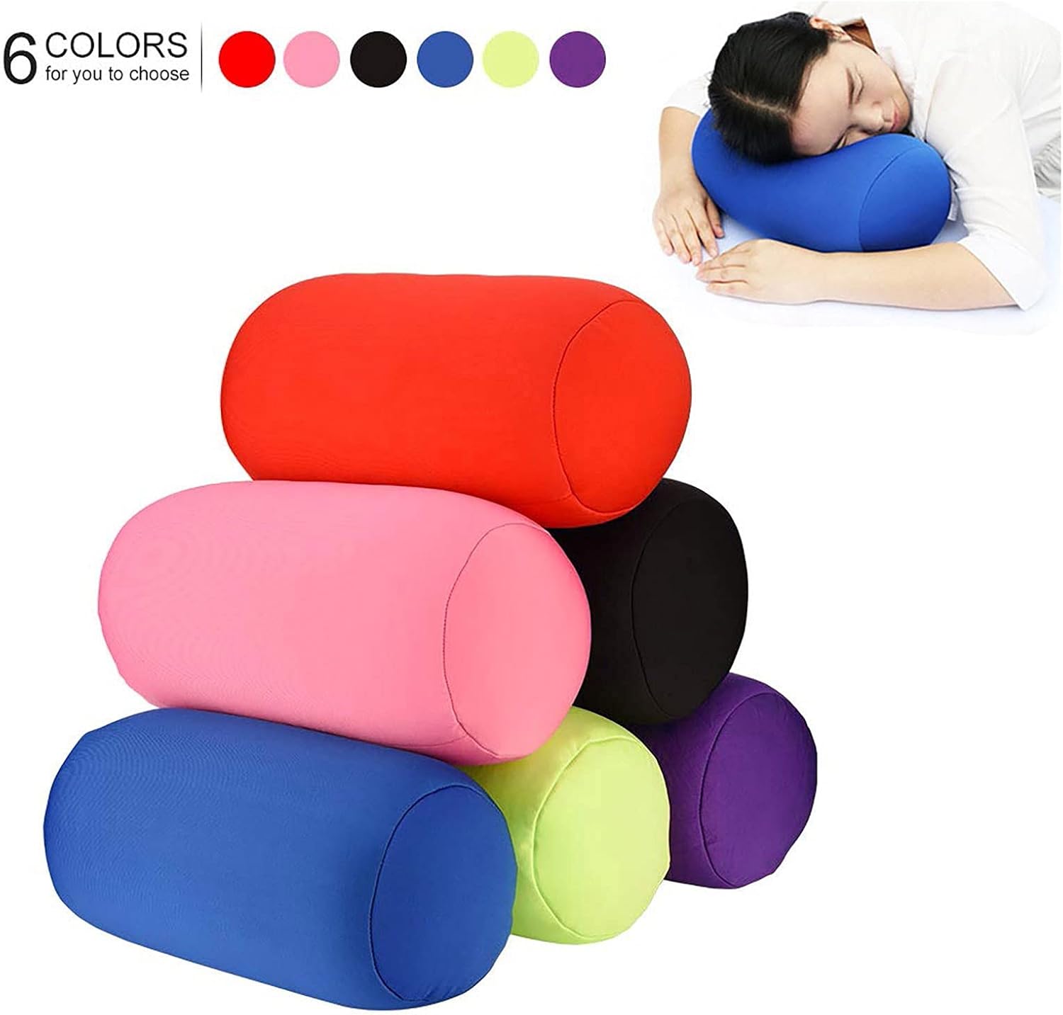 Pink Microbead Log Roll Pillow for Neck Support