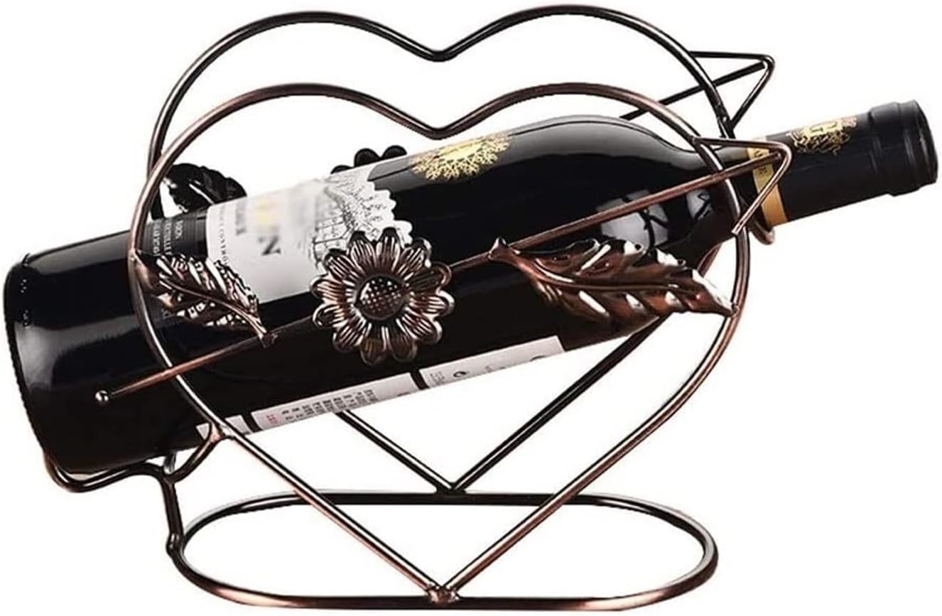Freestanding Wine Rack in Heart Shape with Bronze Finish