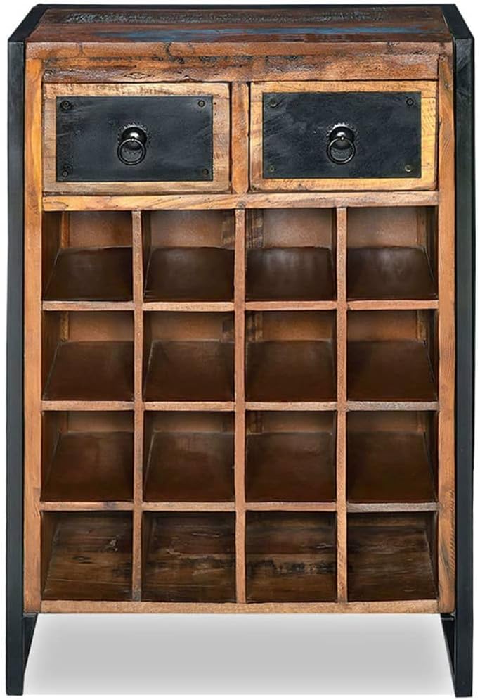 VRAXO 16-Bottle Wine Rack Reclaimed Wood Industrial Style