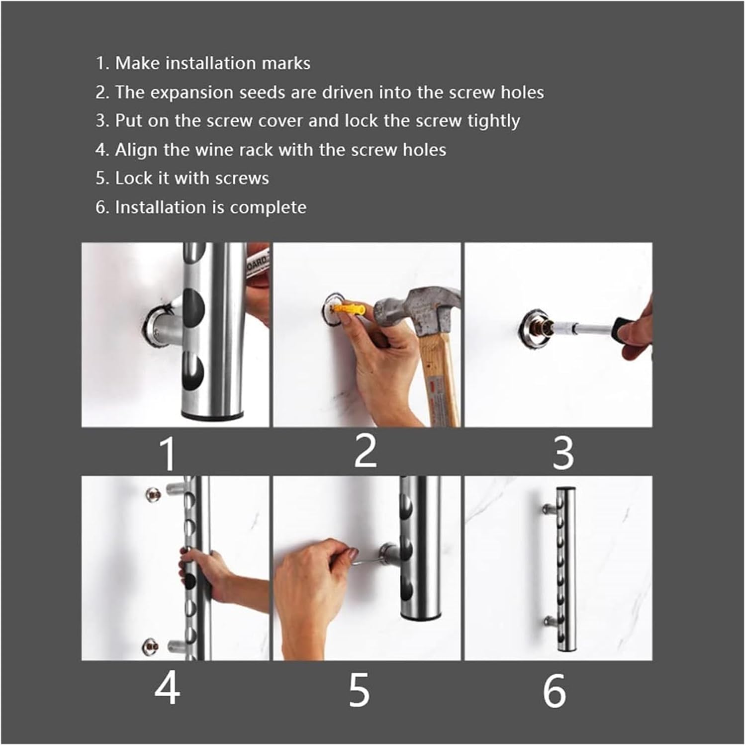 OXOAMP Wall-Mounted Wine Rack 304 Stainless Steel 12 Holes 1