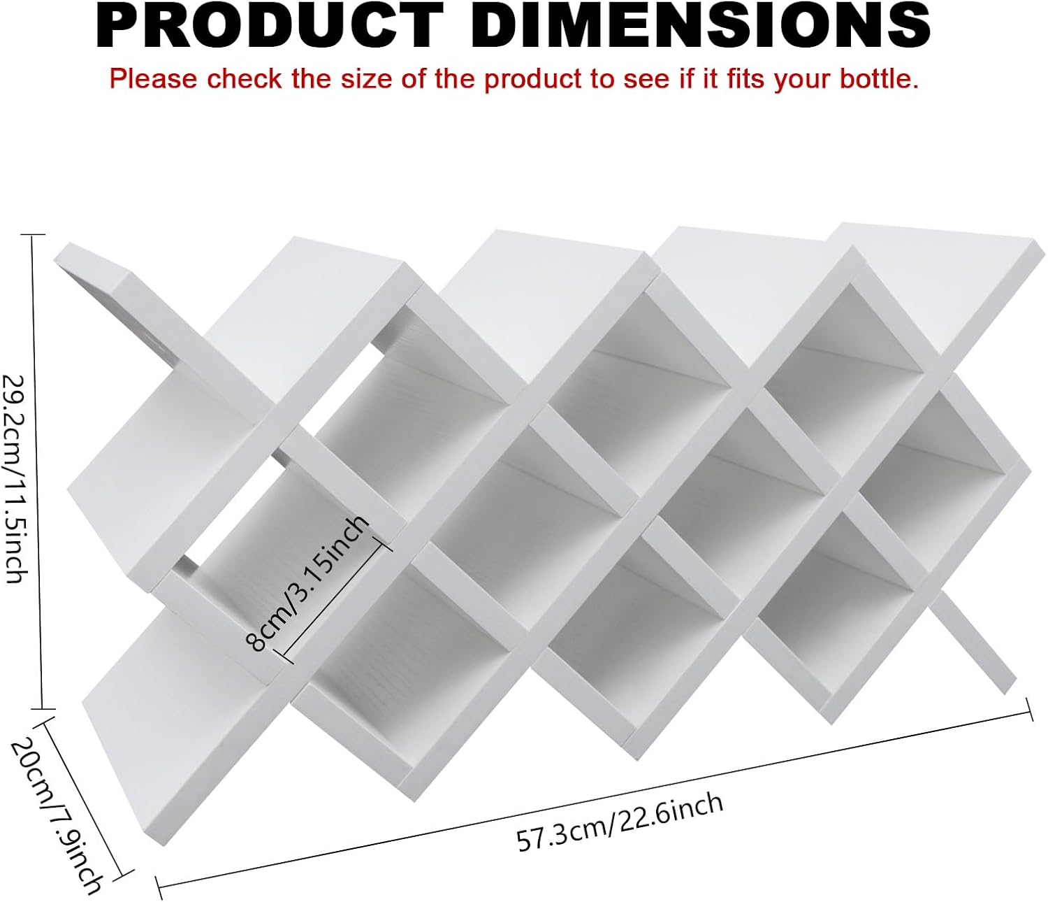 Wall-Mounted Wine Rack with 10 Compartments White