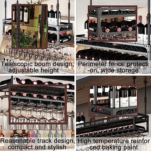 SDdPulse Ceiling Wine Glass Rack Adjustable Height and Width