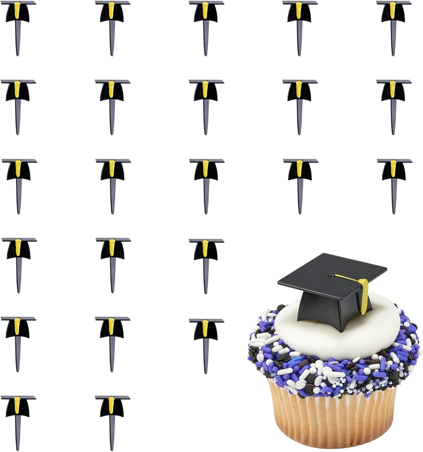 DecoPac Graduation Hat Cupcake Toppers - 24 Pack