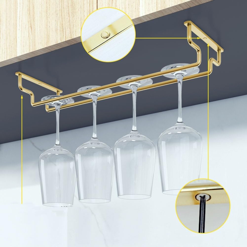 Modern Gold Wine Glass Rack for Cabinet Kitchen Bar