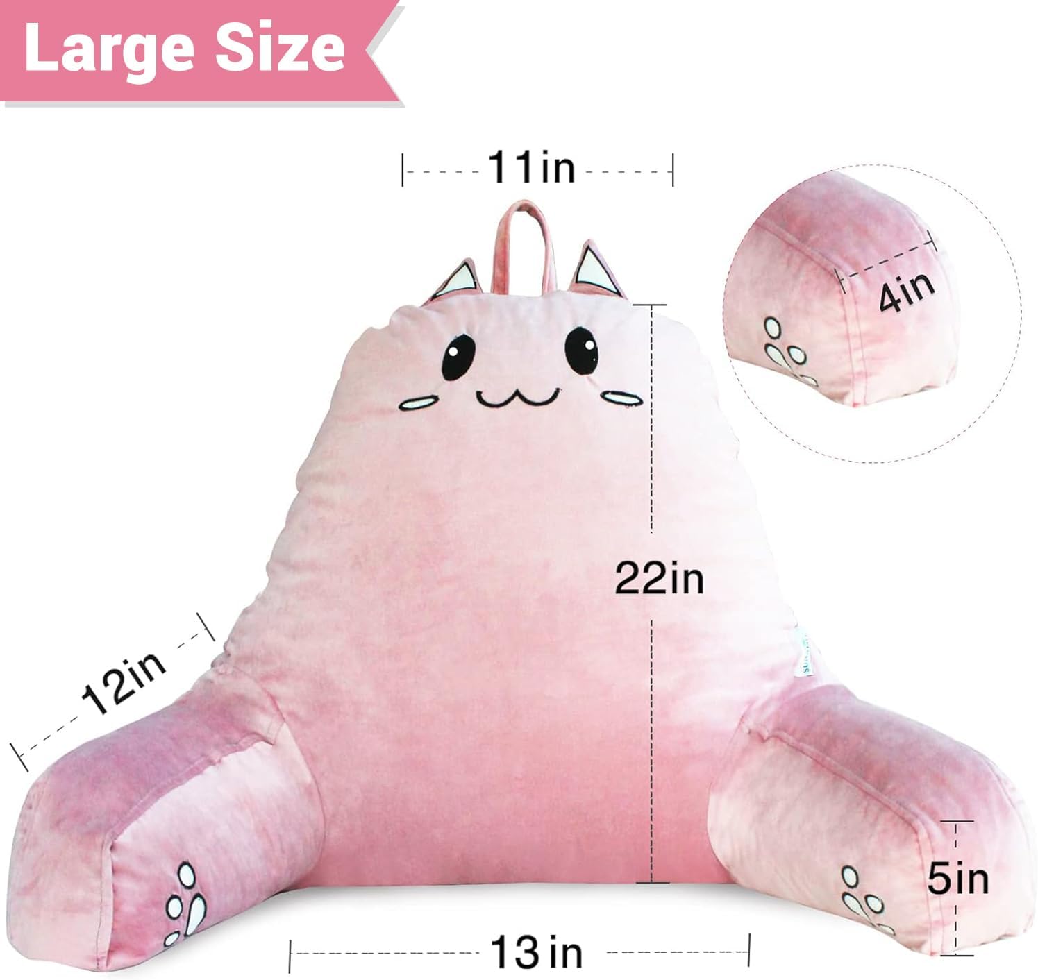 SUNSIDE Kitten Reading Pillow with Memory Foam and Arms