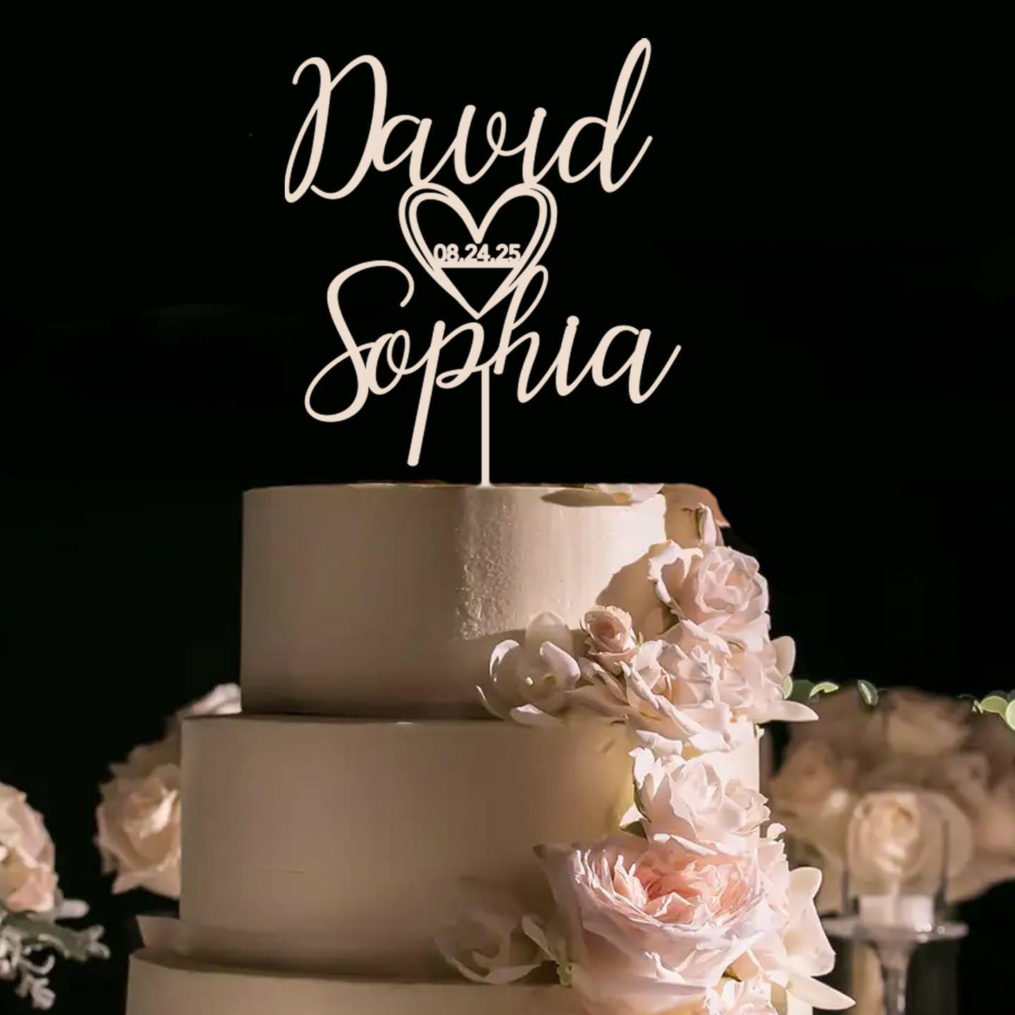 Custom Wooden Mr and Mrs Cake Topper