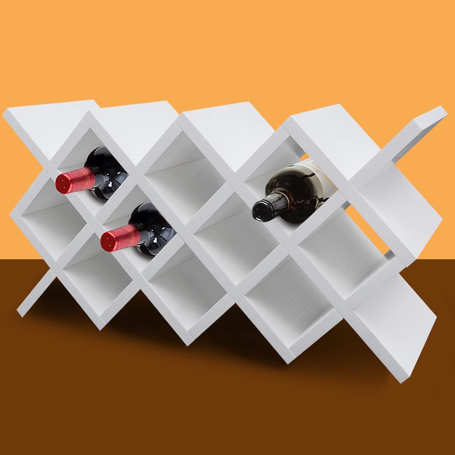 White Wall-Mounted Wine Rack with 10 Compartments