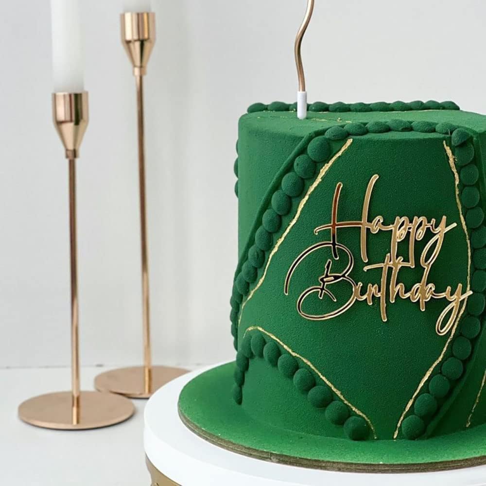 Happy Birthday Cake Toppers 6pcs Set Mirror Gold