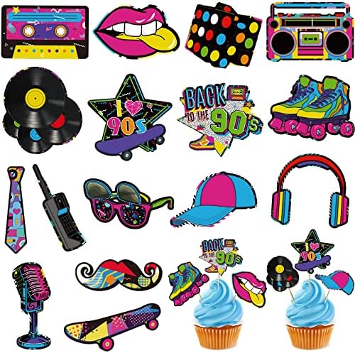 Clabby 32 Piece 90s Style Cupcake Topper Set