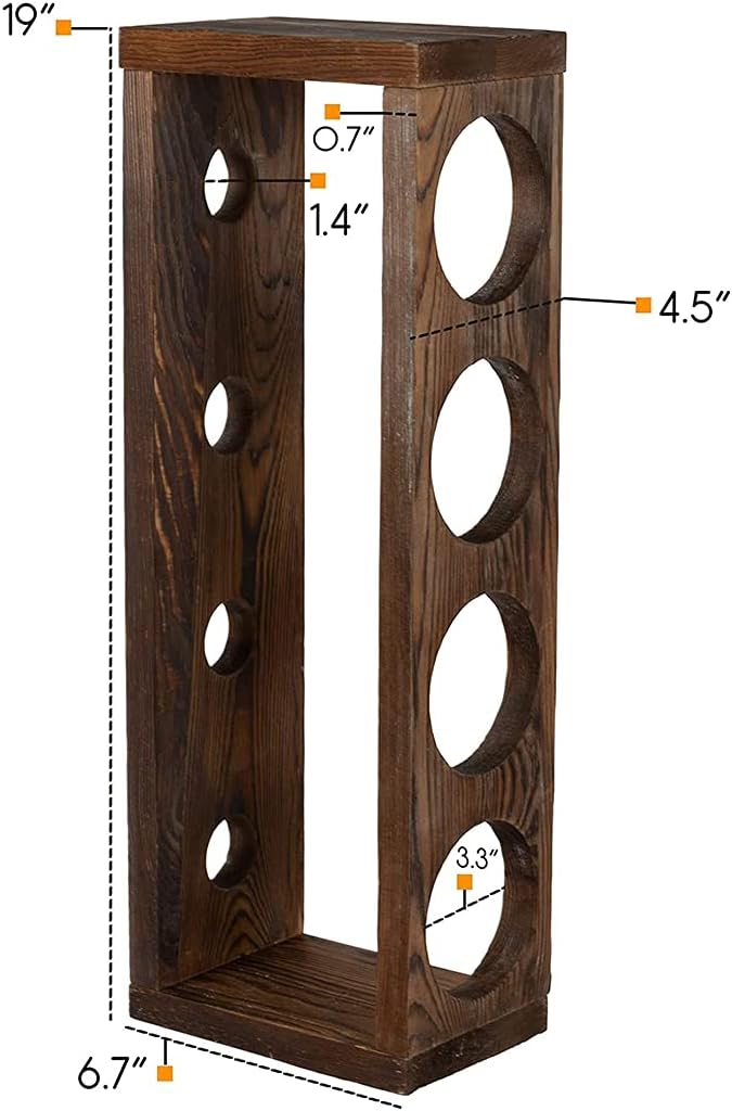 Rustic State Wall-Mounted Wine Rack for 4 Bottles -Walnut
