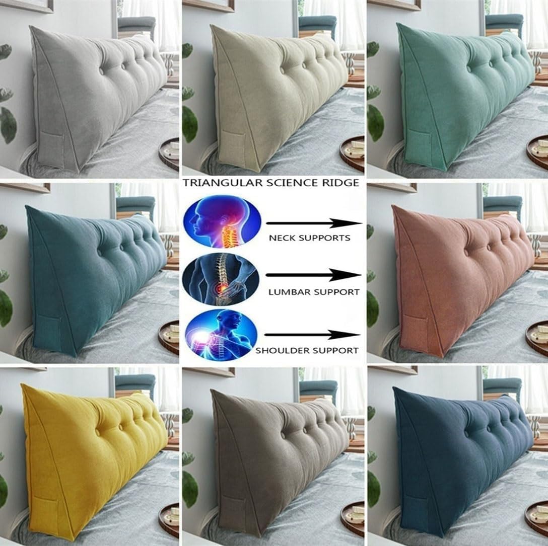 HIOSIEFUO Bed Sofa Triangular Reading Pillow Yellow 100cm