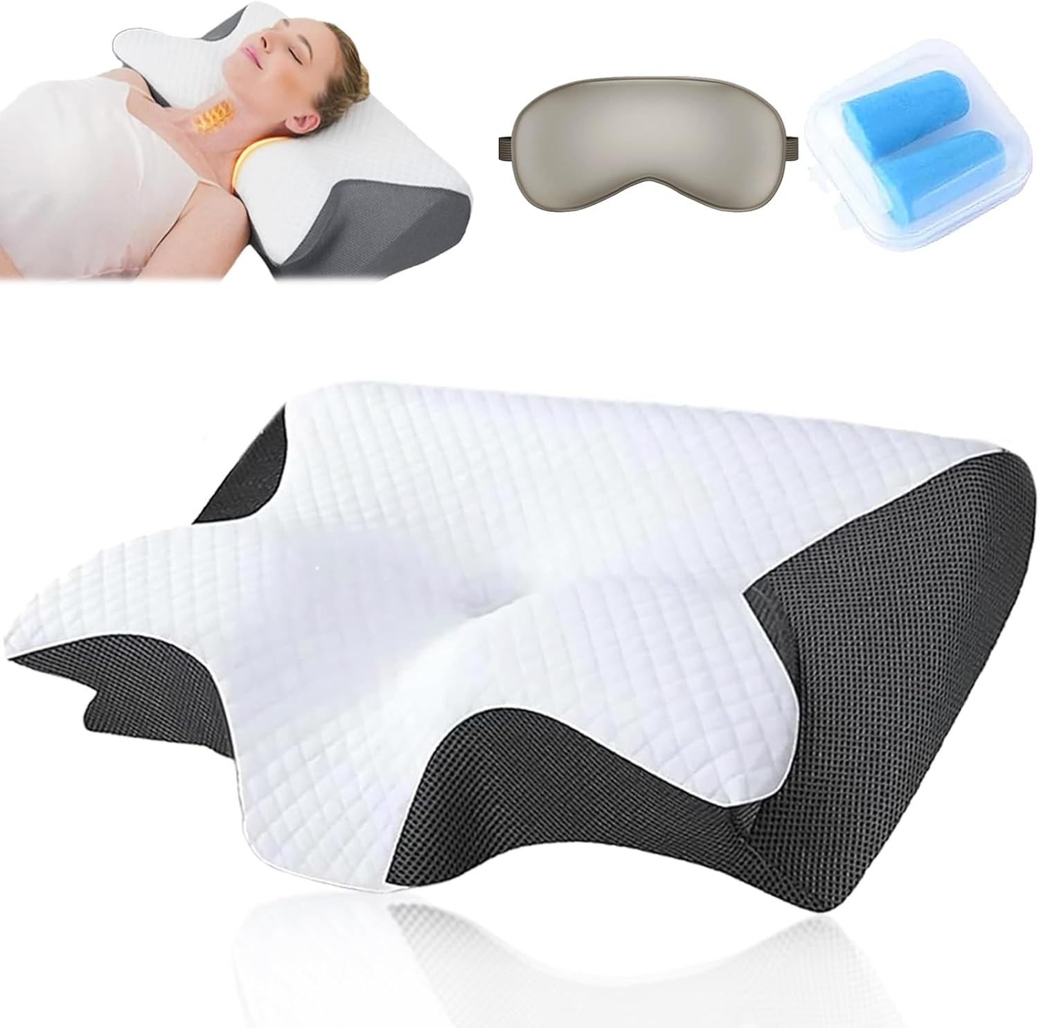 Orthinex Pillow 2025 Upgraded Ergonomic Neck Support Pillow Black