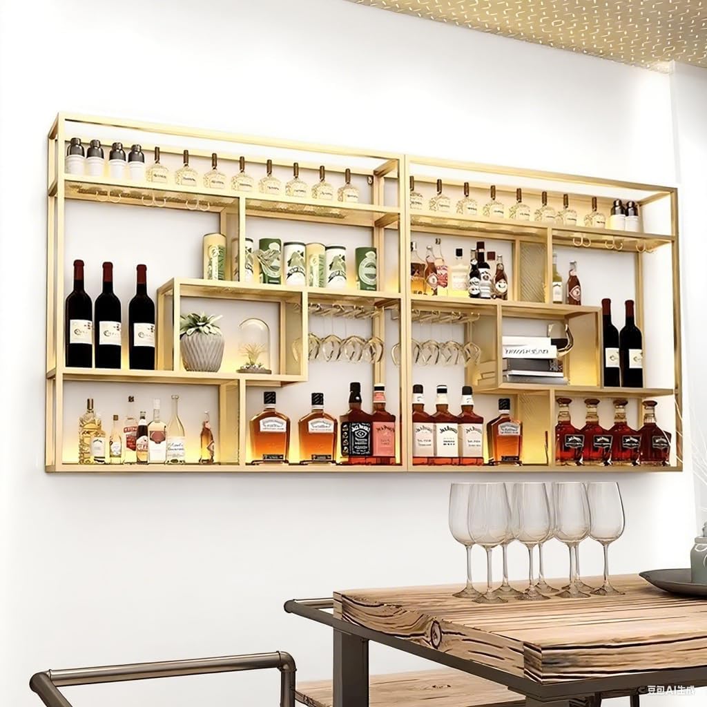 118in Wall Mounted Wine Rack with Glass Holder