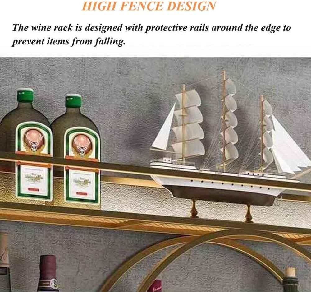 Wall-Mounted Wine Rack with Glass Holder Gold Finish