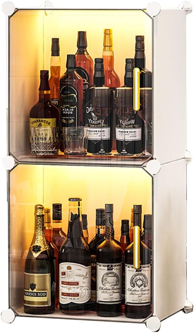 Freestanding Wine Rack with 2 Tiers and Stackable Design White