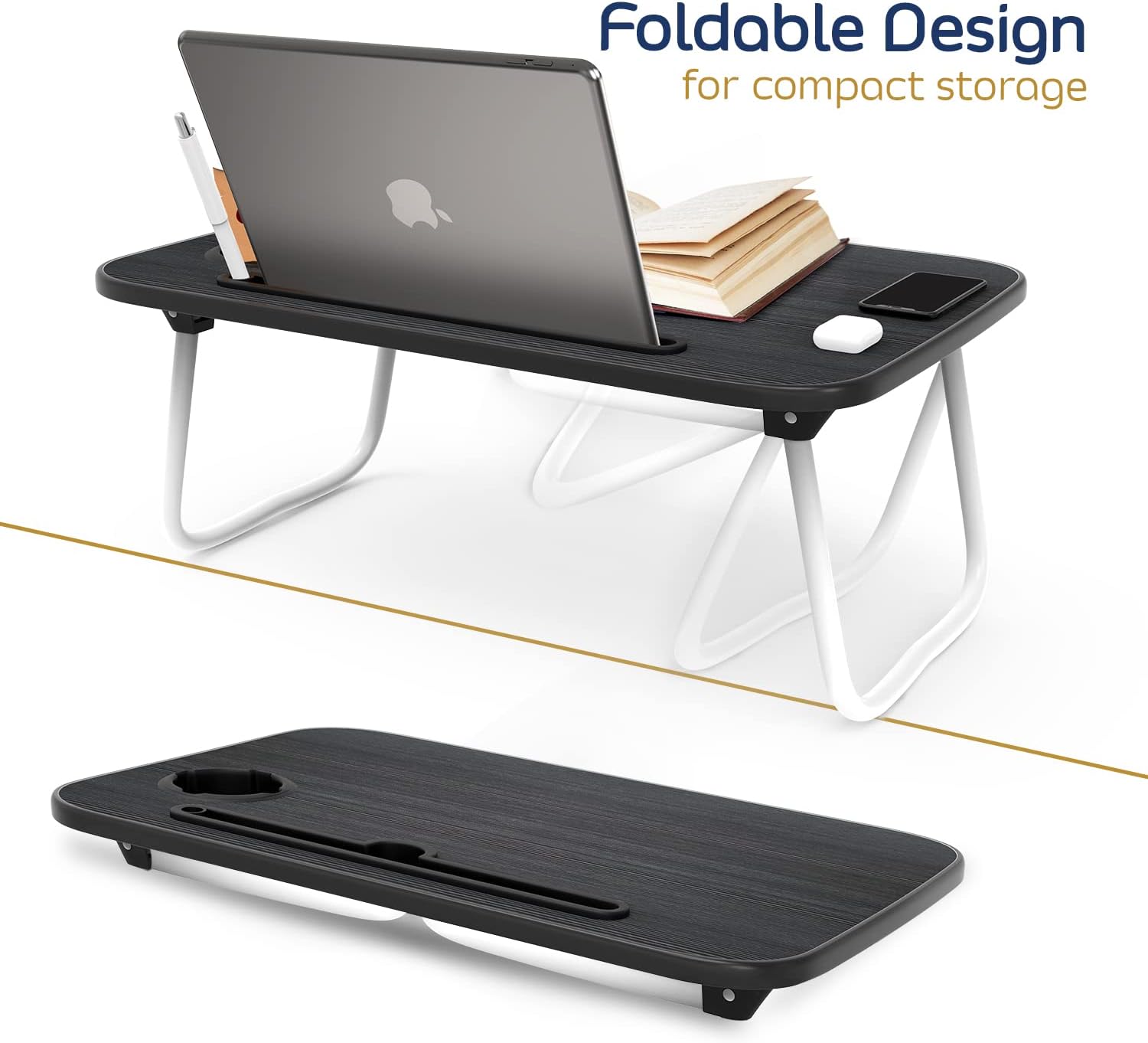 Nestl Reading Pillow with Laptop Lap Desk - Navy