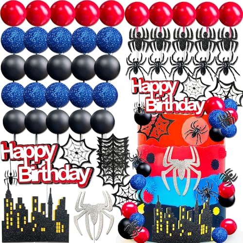 48Pcs Spider Birthday Decoration Set