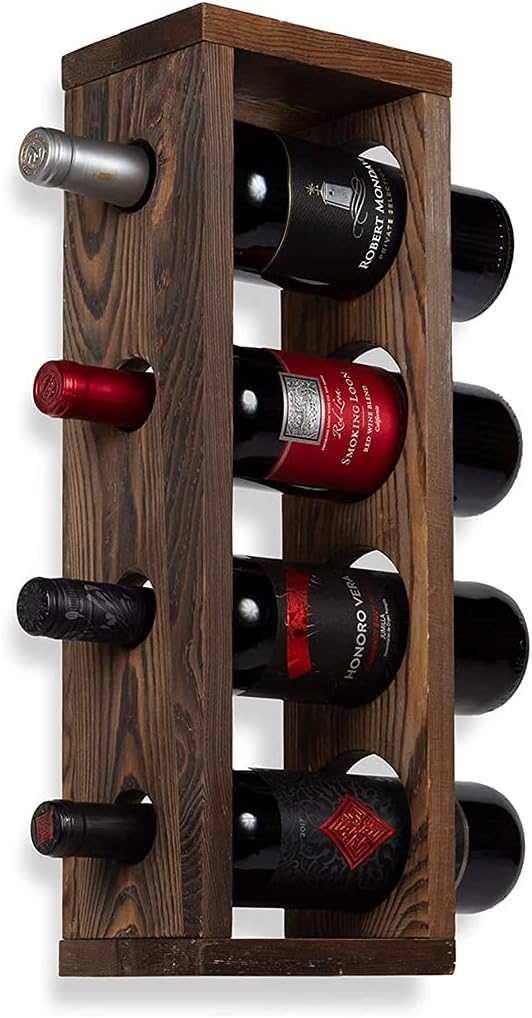 Rustic State Wall-Mounted Wine Rack for 4 Bottles -Walnut