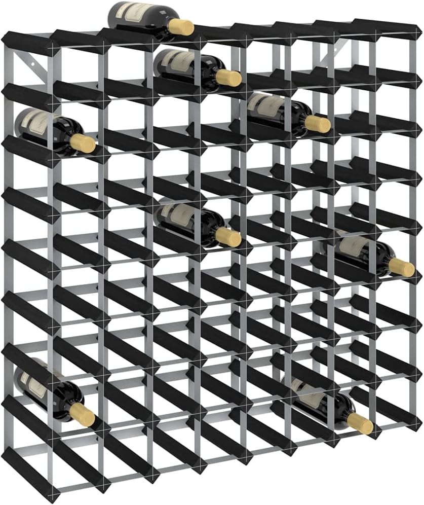 CUMYZO 72 Bottle Wine Rack Black Solid Pine Wood 1