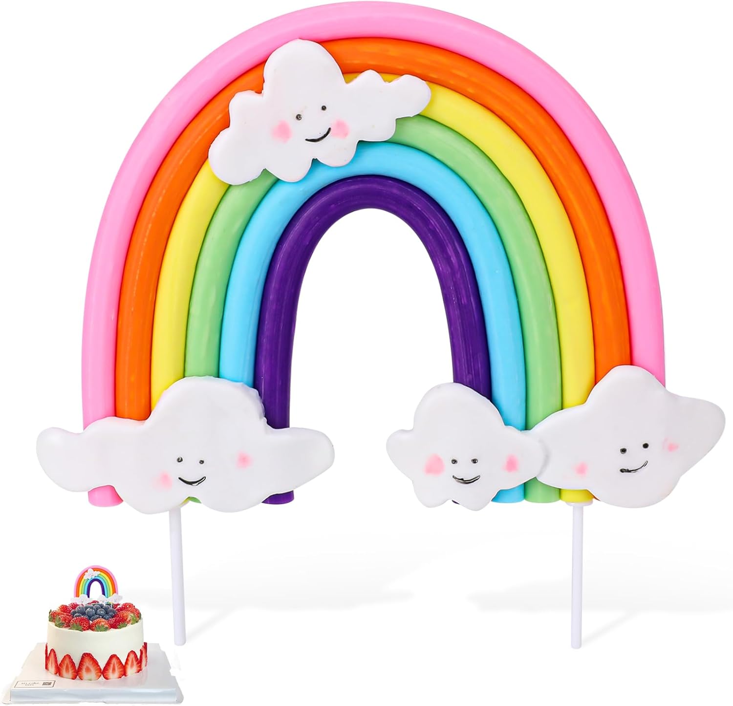Mozeat Lens Soft Pottery Rainbow Cake Topper