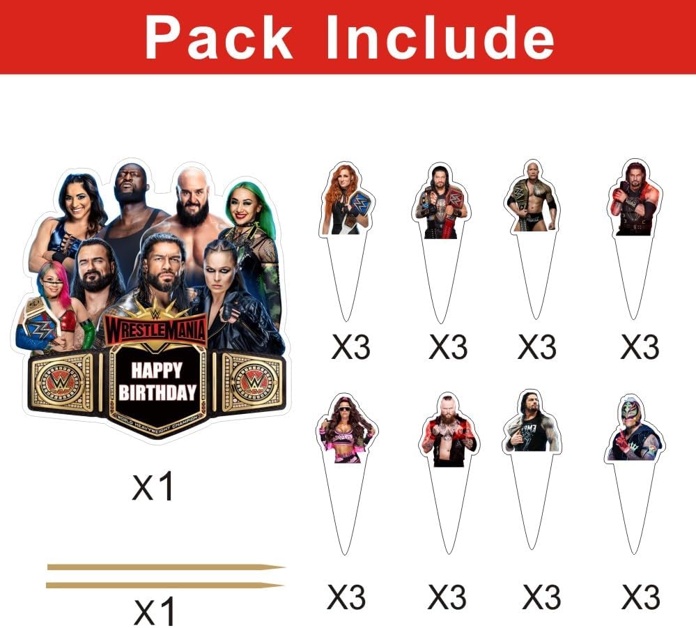 ARHAVI 25 Pcs Wrestling Cake Topper Set