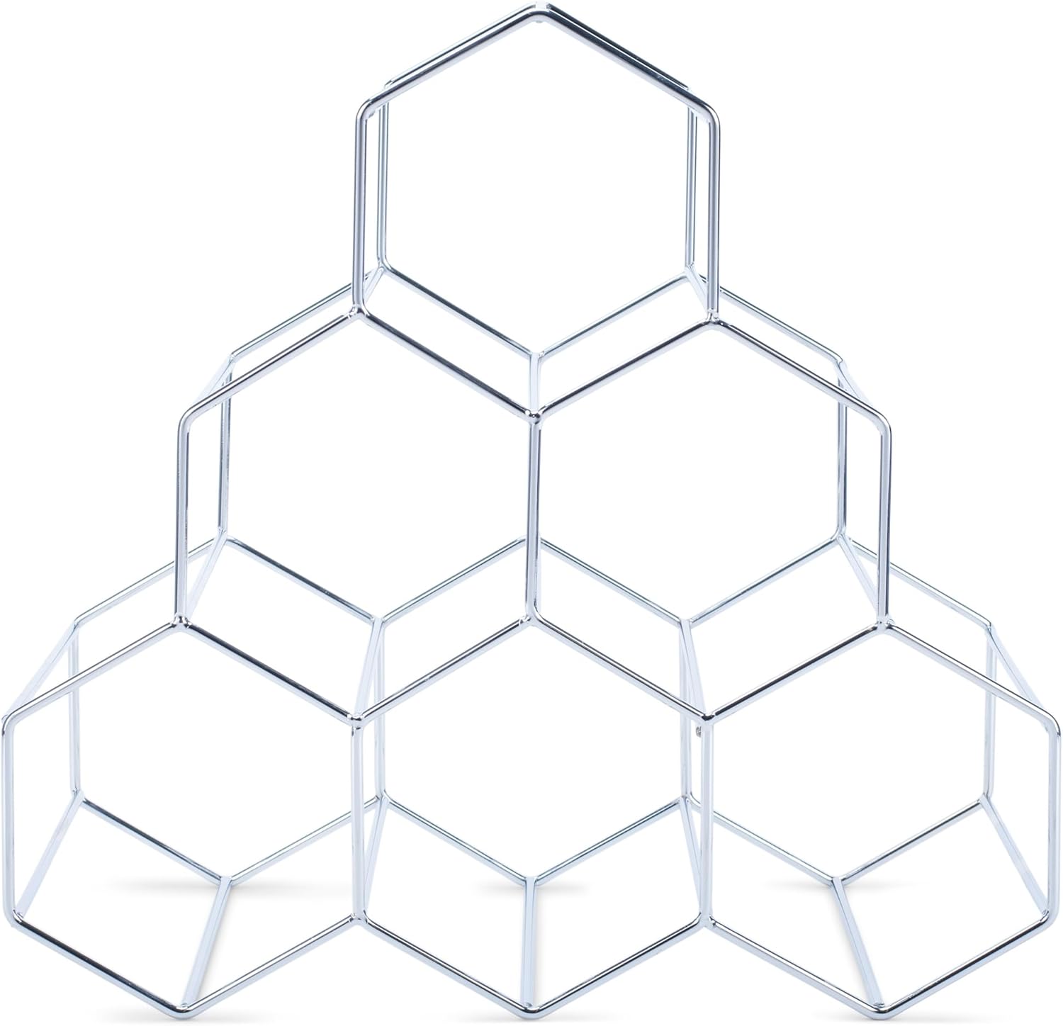 NAT Jules Honeycomb Silver Tone Wine Rack - 6 Bottle Capacity