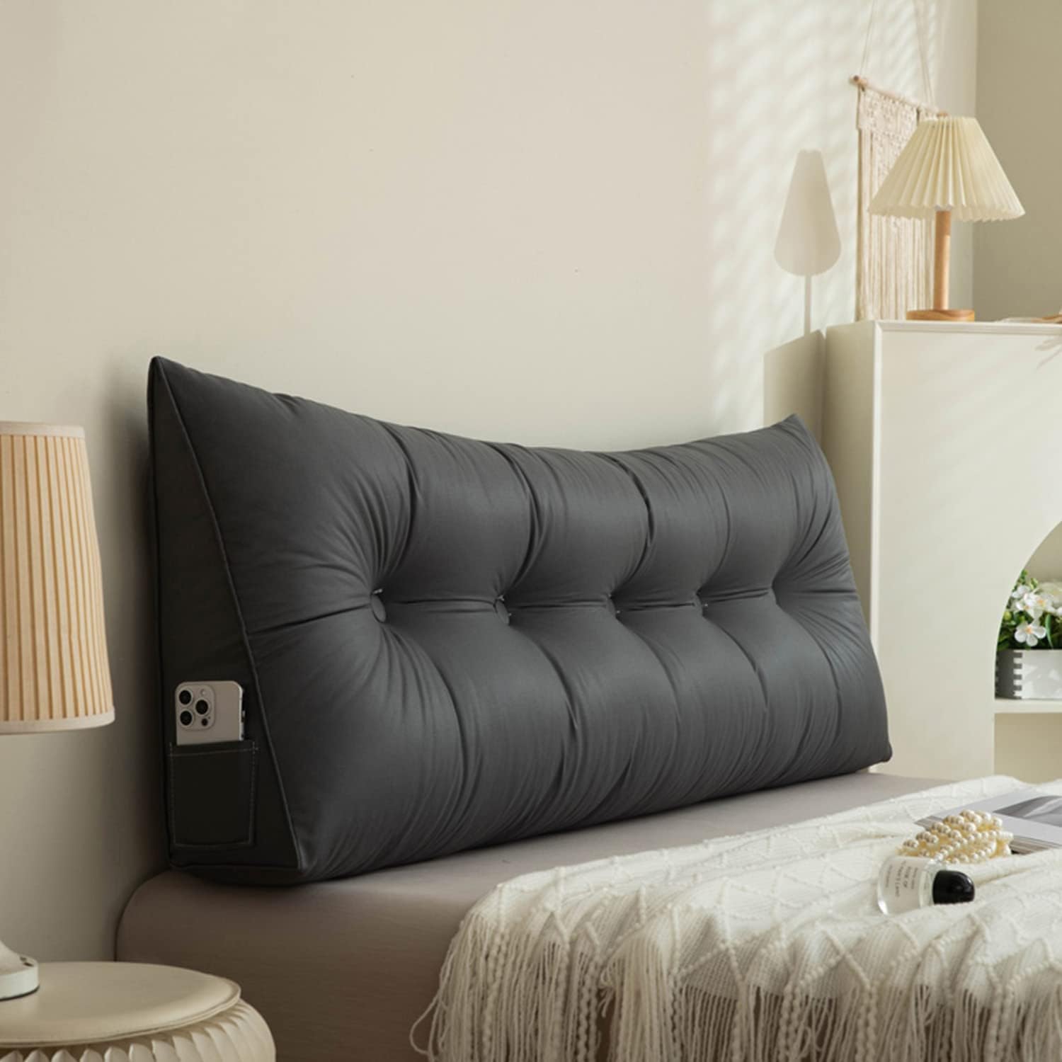 COZMAX Queen Size Wedge Pillow with Gray Cover