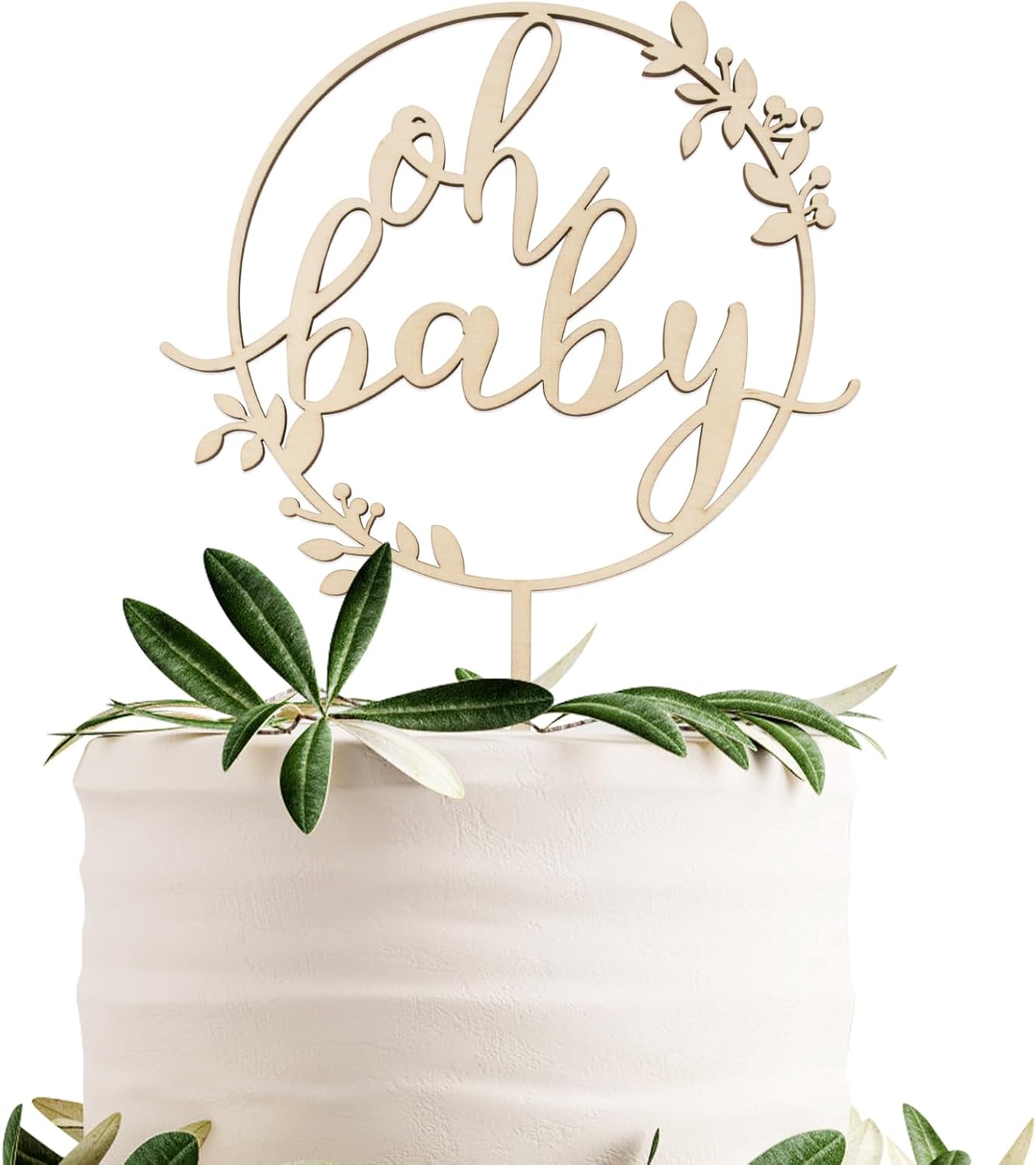 Oh Baby Cake Topper Wood Gender Neutral Boy Girl