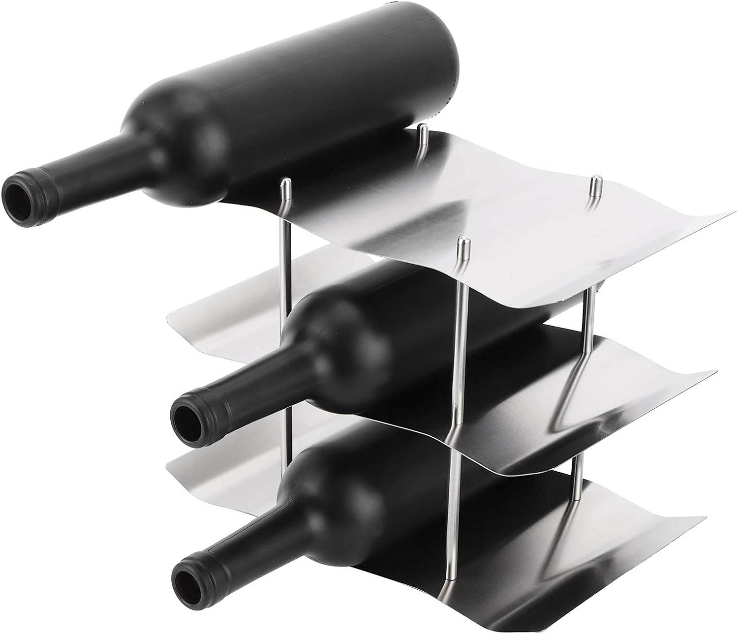 TeamSky 3-Tier Stainless Steel Wine Rack for Kitchen Bar Wine Cellar