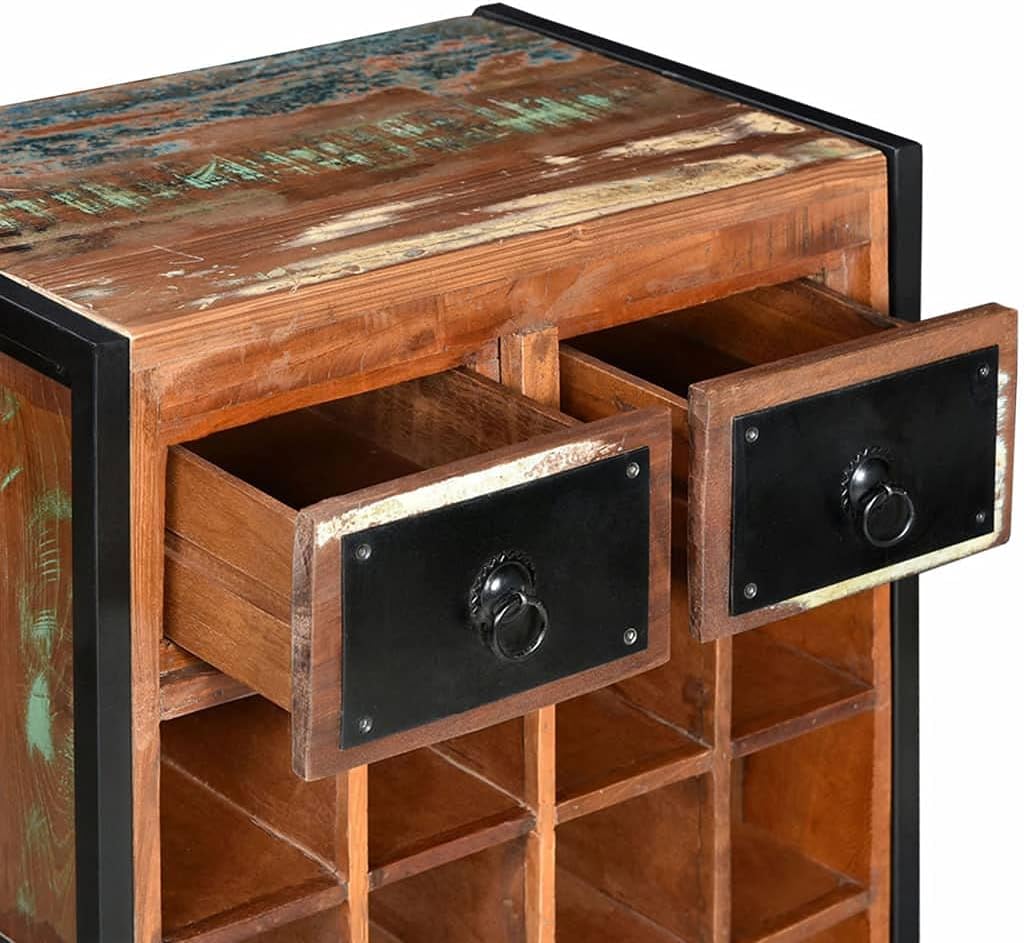 YITHOPI Wine Rack for 16 Bottles Solid Reclaimed Wood