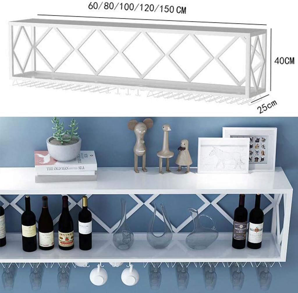 Wine Rack Floating Shelves Wall-Mounted Iron Bottle Holder with Partitions