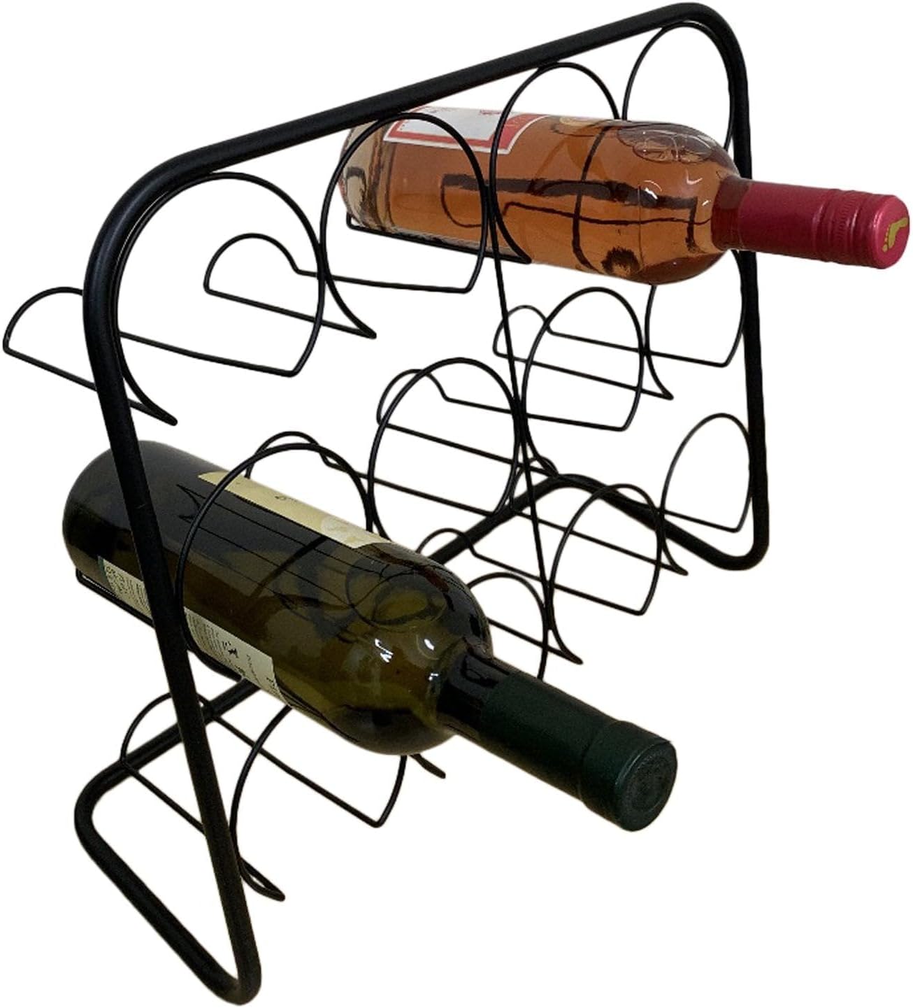 Black Metal Wire Wine Rack for 12 Bottles Freestanding