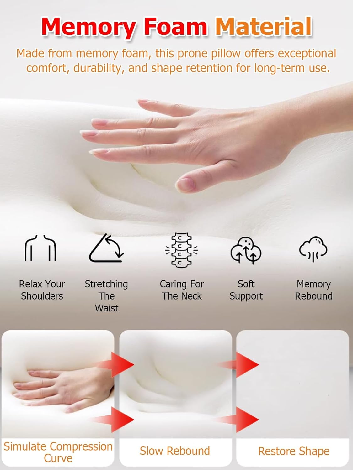 JYHHCYS Memory Foam Prone Pillow with Neck Support